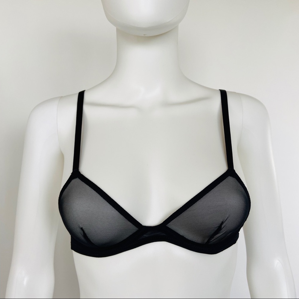 Free People Mesh Triangle Bra in Black
